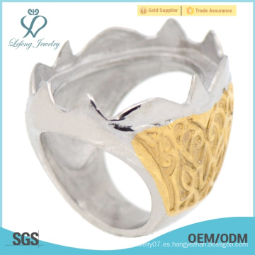 Fresco amarillo oro acero inoxidable grabado imagen indonesia anillos superior venta